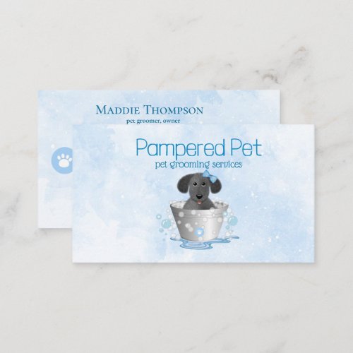 Puppy in Pail Pet Groomer Services Business Card