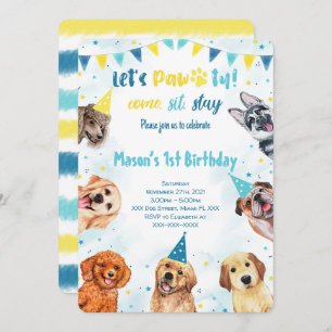 Puppy Invitation, Dog Birthday Invitation