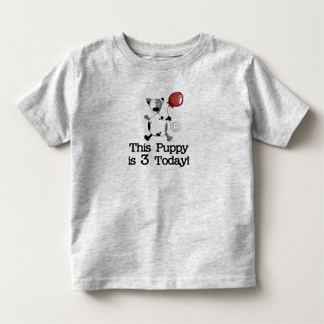 Puppy is 3 Birthday Toddler T-shirt (Front)