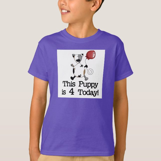 Puppy is 4 Birthday Tshirts and Gifts (Front)