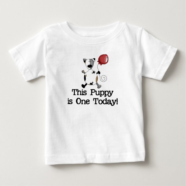 Puppy is One Birthday Baby T-Shirt (Front)