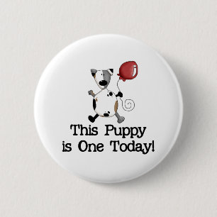 Puppy is One Birthday Pinback Button