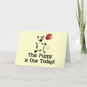 Puppy is One Birthday Tshirts and Gifts Card