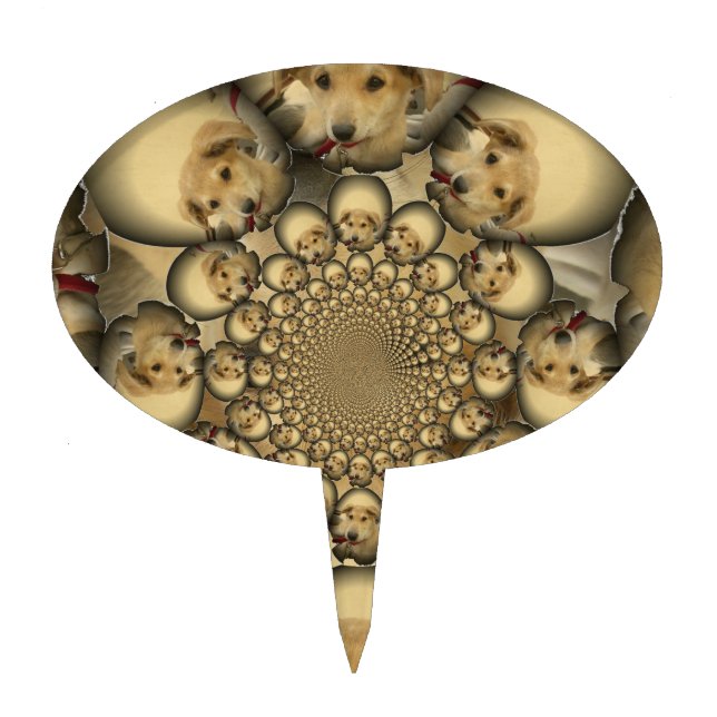 Puppy Kaleidoscope Art Print Cake Topper (Front)