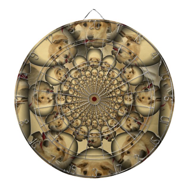 Puppy Kaleidoscope Art Print Dartboard With Darts (Front)