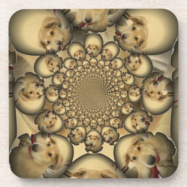 Puppy Kaleidoscope Art Print Drink Coaster (Front)