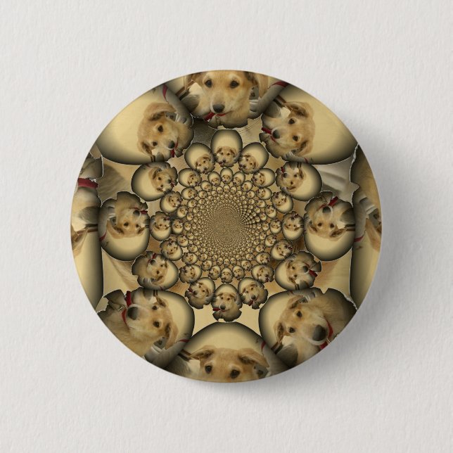 Puppy Kaleidoscope Art Print Pinback Button (Front)