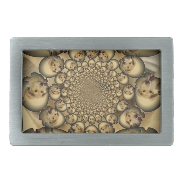 Puppy Kaleidoscope Art Print Rectangular Belt Buckle (Front)