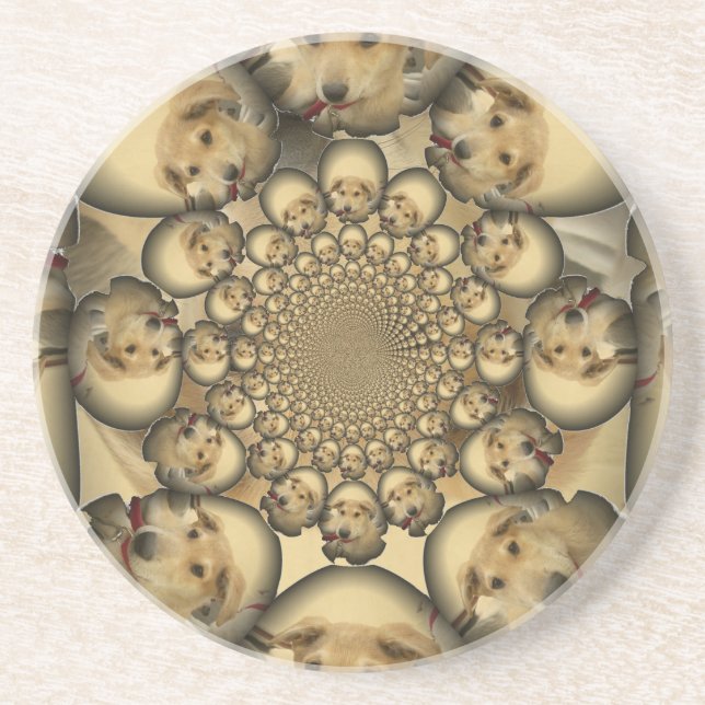Puppy Kaleidoscope Art Print Sandstone Coaster (Front)
