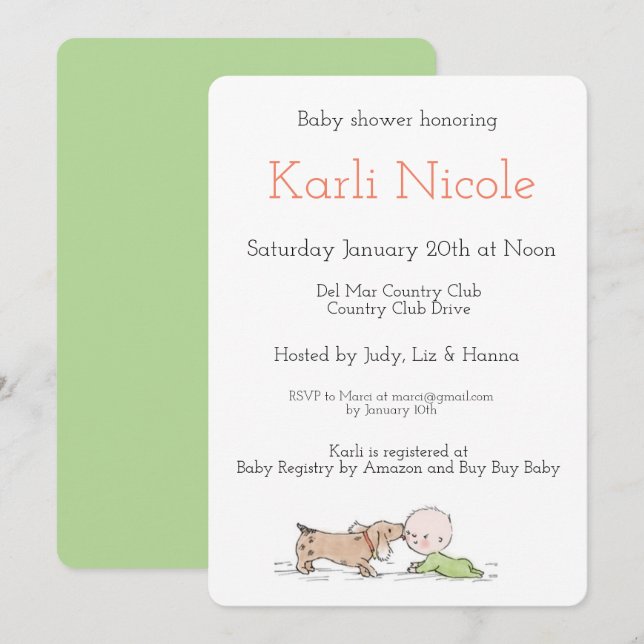 Puppy Kisses Baby Shower Invitations (Front/Back)