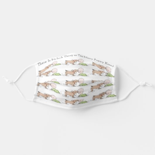 Puppy Kisses Cloth Face Mask (Front, Unfolded)