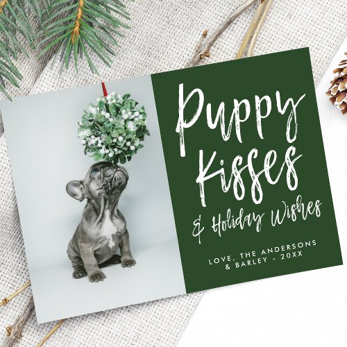 Puppy Kisses Cute Paw Print Pet Dog Photo Holiday Card