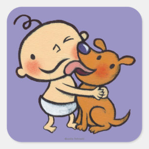 Puppy Kisses for the Baby Square Sticker