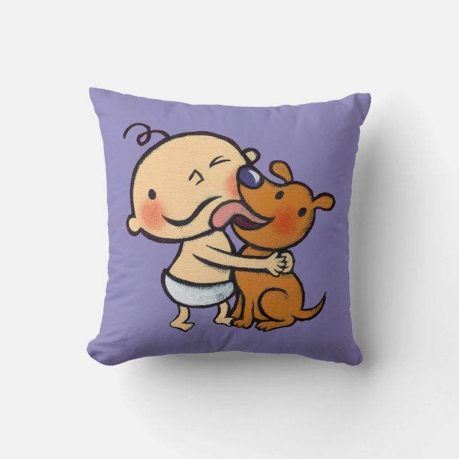 Puppy Kisses for the Baby Throw Pillow (Front)