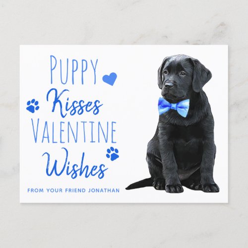 Puppy Kisses Valentine Wishes Kids Valentines Day Holiday Postcard