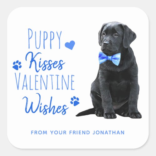 Puppy Kisses Valentine Wishes Kids Valentines Day Square Sticker