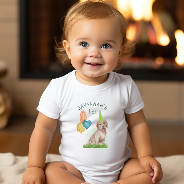 Puppy Labrador Birthday Girl Personalized First  Baby Bodysuit (Puppy Labrador Birthday Girl Personalized First Baby Bodysuit)