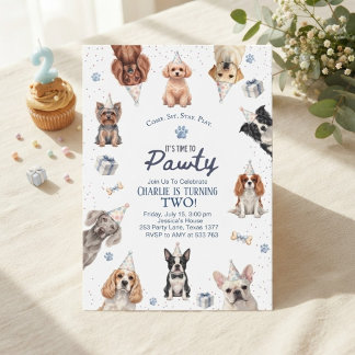 Puppy Let’s Pawty Birthday Dog Party Invitation