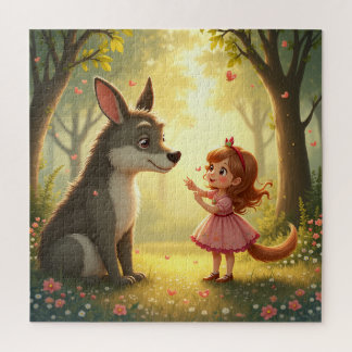 Puppy, little girl, fairy tale jigsaw puzzle