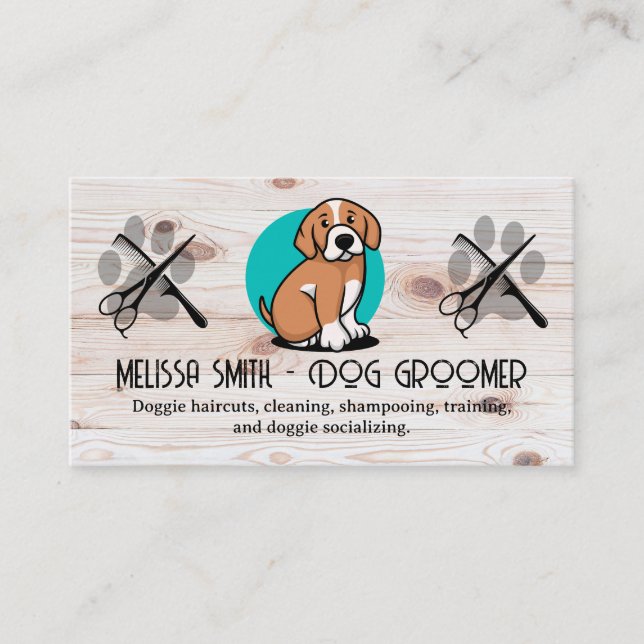 Puppy Logo | Scissors Comb | Groomer Business Card (Front)