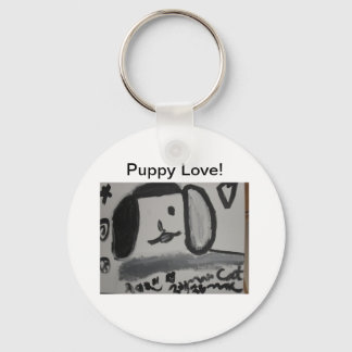 Puppy love art design peace keychain