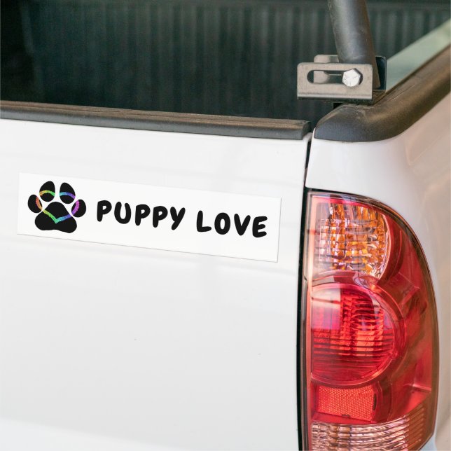 PUPPY LOVE Black Bumper Sticker (On Truck)