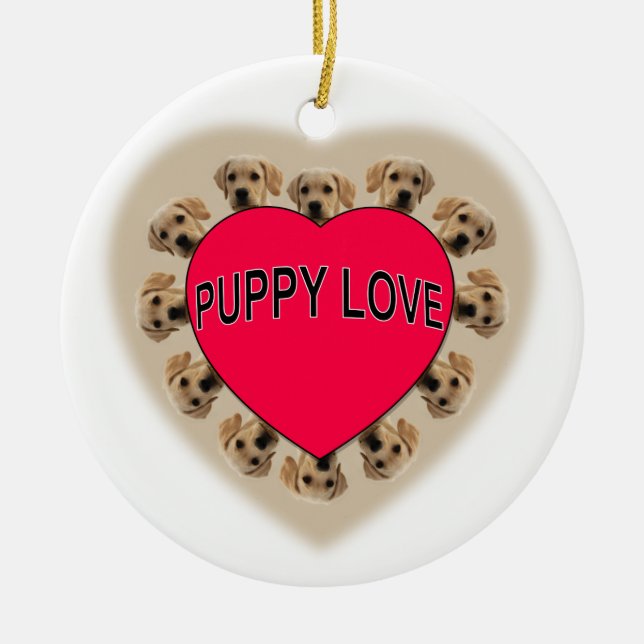 Puppy Love Ceramic Ornament (Front)