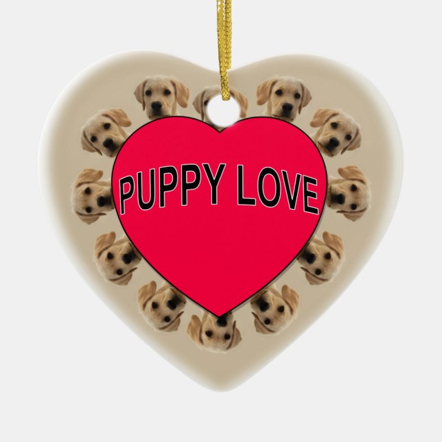 Puppy Love Ceramic Ornament (Front)
