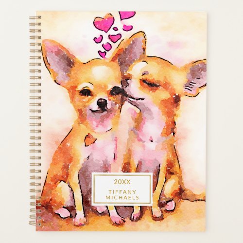 Puppy Love Chihuahua Hearts Watercolor Planner