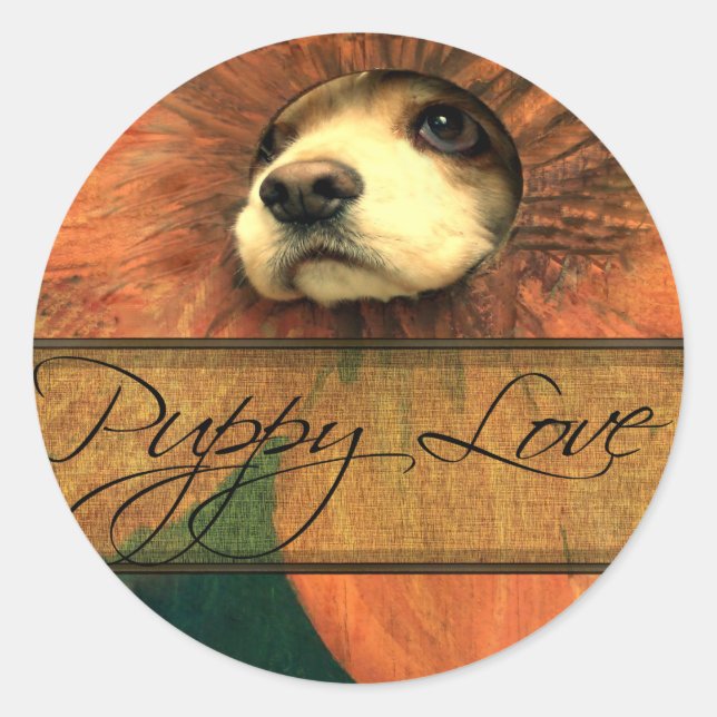 Puppy Love Classic Round Sticker (Front)
