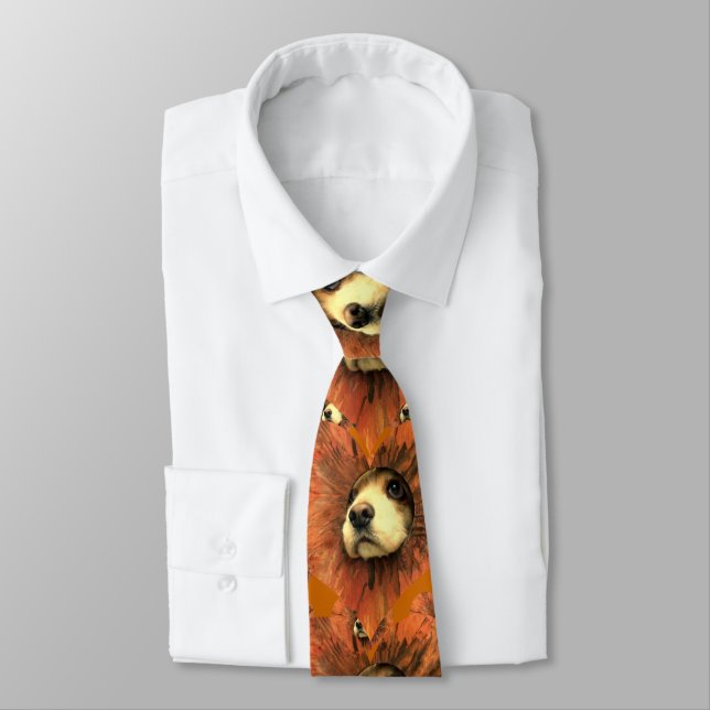 Puppy Love Cocker Spaniel Peeking through hole Neck Tie (Tied)