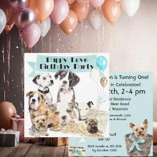 Puppy Love Customized Birthday Invitation