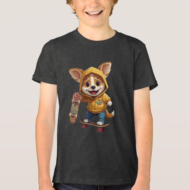 Puppy Love – Cute Smiling Puppy Aesthetic T-Shirt  Tri-Blend Shirt (Front)