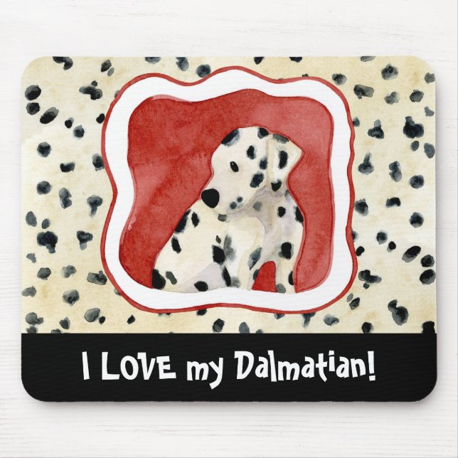 "Puppy Love," Dalmatian Puppy Art by Audrey Jeanne Mouse Pad (Front)