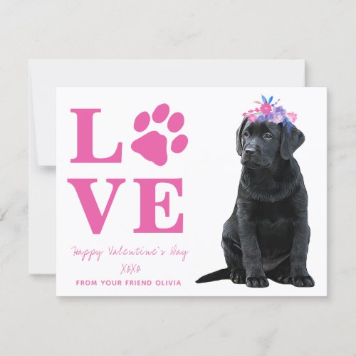 Puppy Love Dog Pink Kids Valentines Day Holiday Card