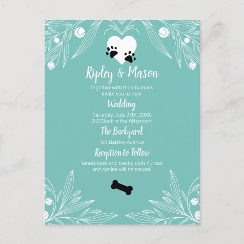 Puppy Love Dog Wedding Invitation Postcard