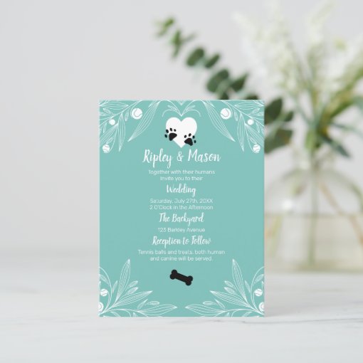 Puppy Love Dog Wedding Invitation Postcard | Zazzle