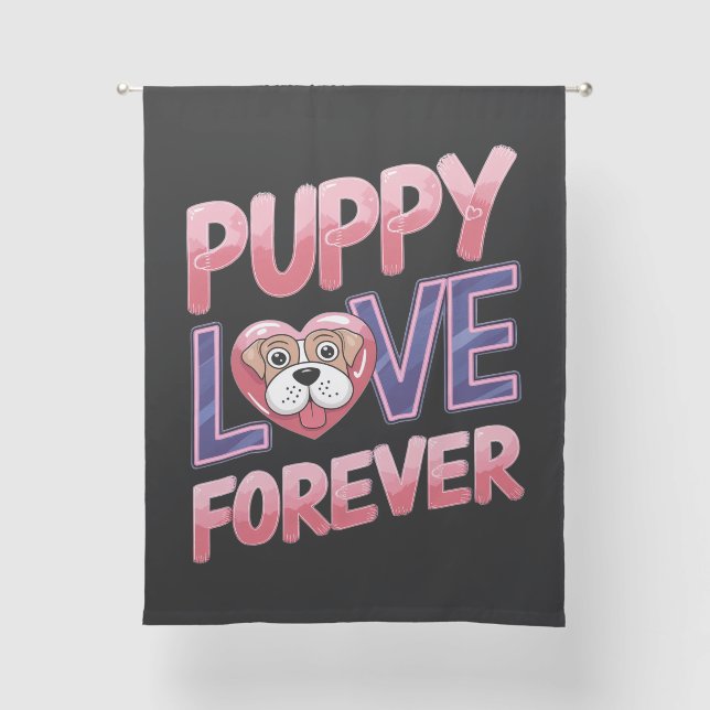 Puppy Love Forever Dog Sheer Curtains (Front)