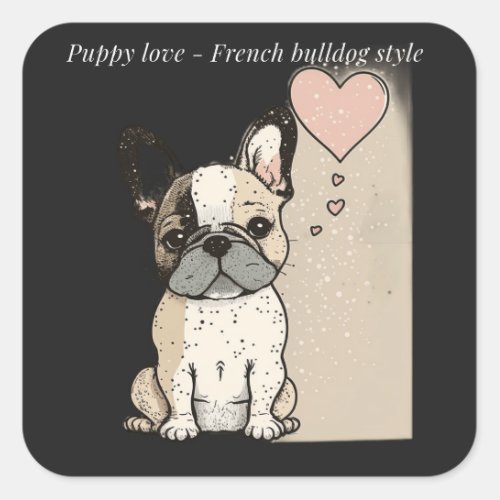 Puppy love _ French bulldog style Square Sticker