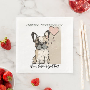 Puppy love - French bulldog style T-Shirt Paper Dinner Napkins