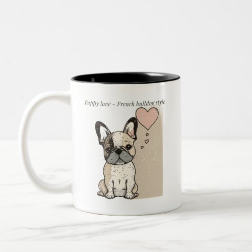 Puppy love _ French bulldog style  Two_Tone Coffee Mug