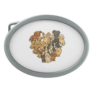 Puppy Love - Heart Made of Dogs Belt Buckle