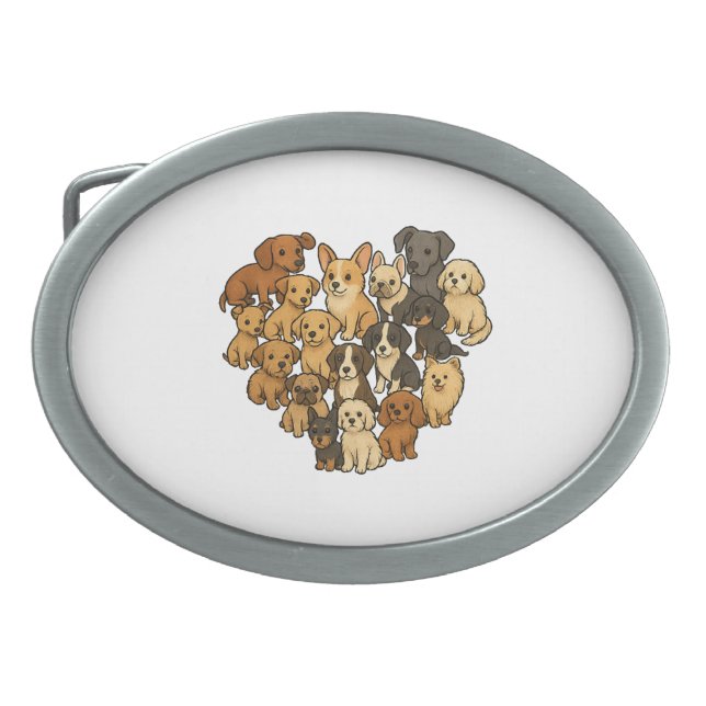 Puppy Love - Heart Made of Dogs Belt Buckle (Front)