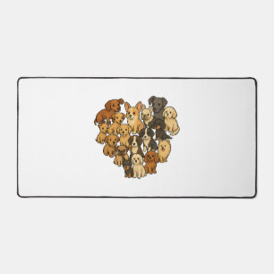 Puppy Love - Heart Made of Dogs Desk Mat