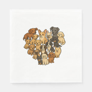 Puppy Love - Heart Made of Dogs Napkins
