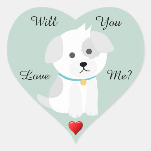 Puppy Love Heart Sticker