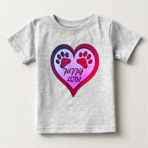Puppy Love heart with paw prints Baby T-Shirt