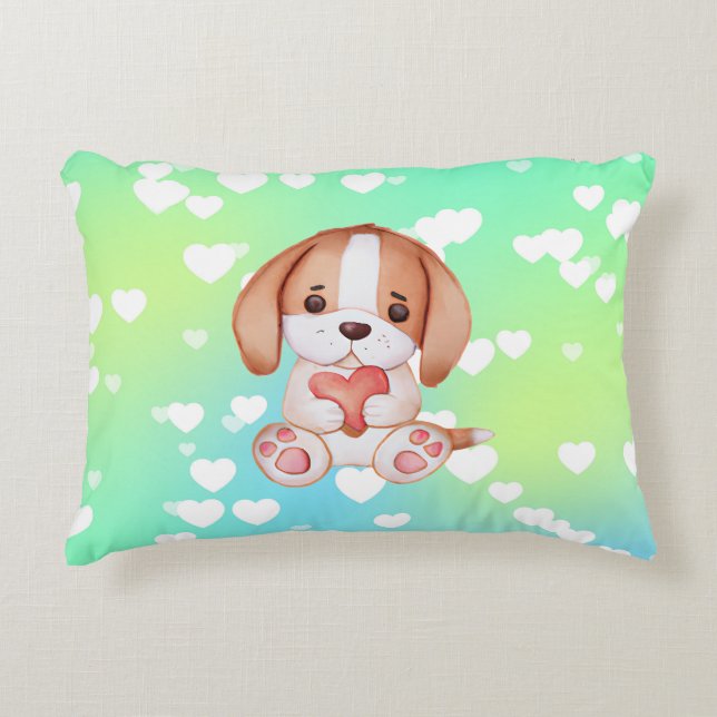 Puppy Love Hearts Accent Pillow (Front)
