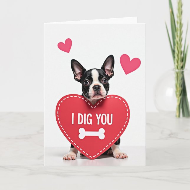 Puppy Love I Dig You Valentine Card (Front)
