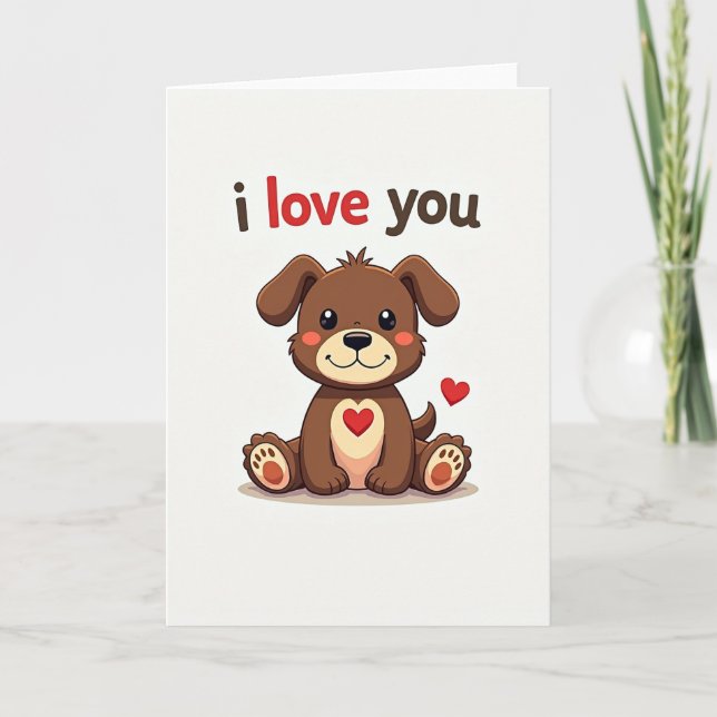 Puppy Love I Love You Card (Front)